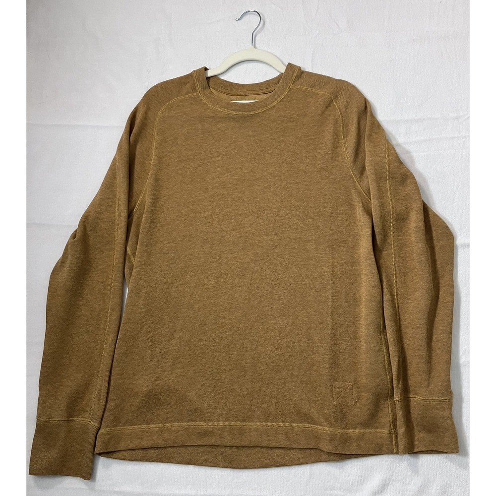 Banana Republic Mens Slub Double Knit Crewneck Sweater Golden Grain Brown Medium